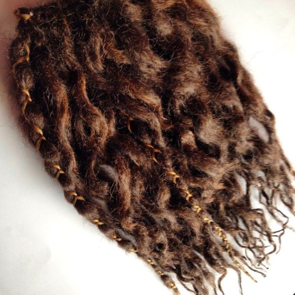 35 SE Single Ended Brown Wavy Curly Dreads Dreadlocks Hair Extensions